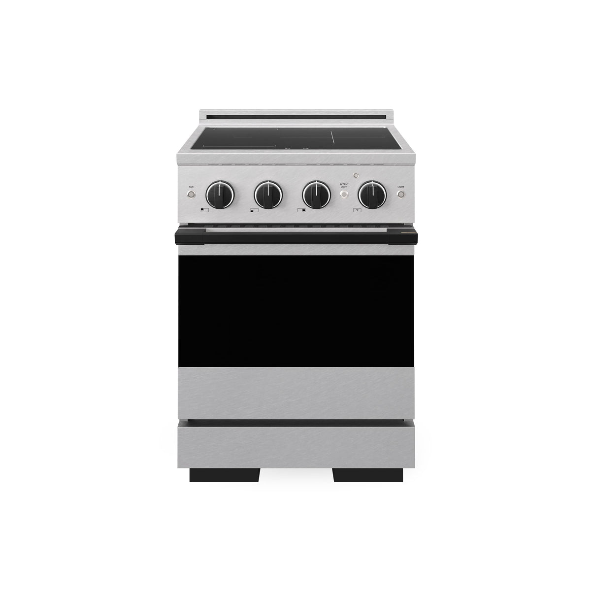 ZLINE - Autograph 24 in. 3.2 cu. ft. Marino Freestanding Induction Range with 3 Burners in Satin Steel with Black Accents - Satin Stainless Steel