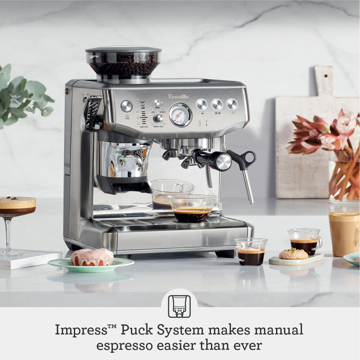 Breville - the Barista Express Impress Espresso Machine - Brushed Stainless Steel