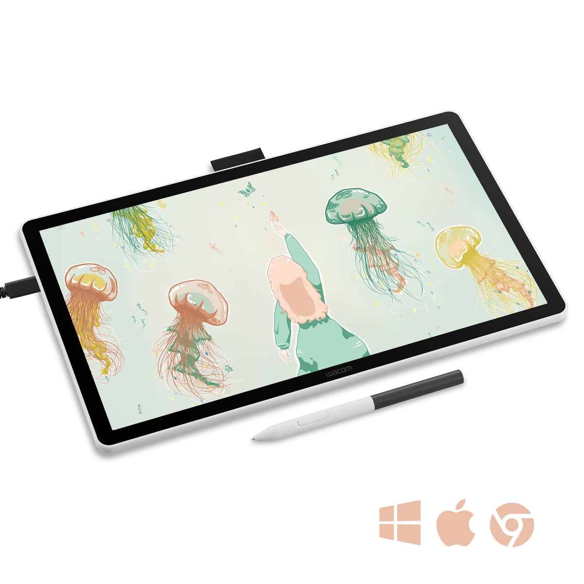 Wacom - One 14 (2025) Pen Display Drawing Tablet - White