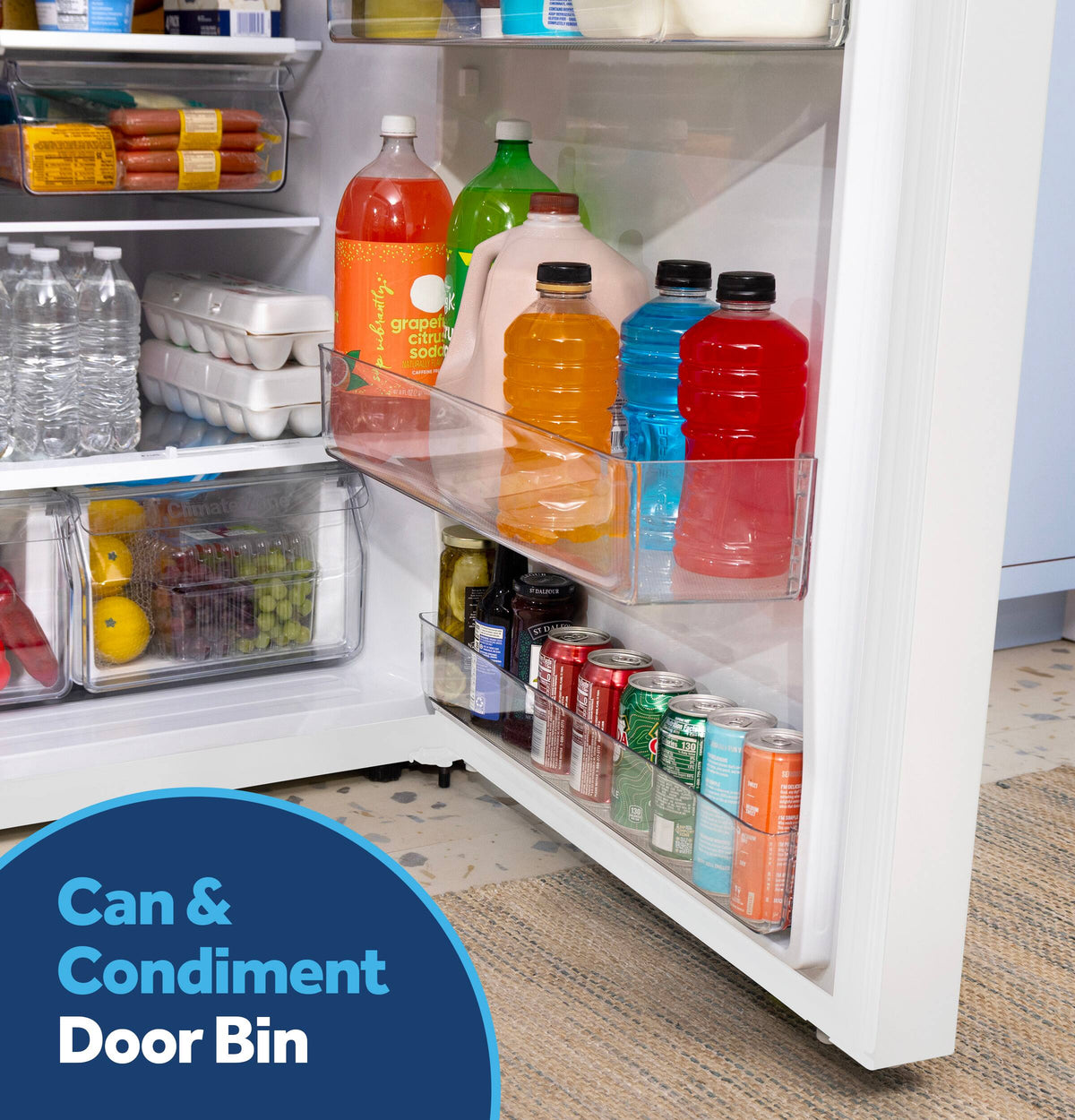 GE - 30 in. Wide 21 Cu. Ft. Freestanding Garage Ready Top Freezer Refrigerator with Bright LED Lighting - White