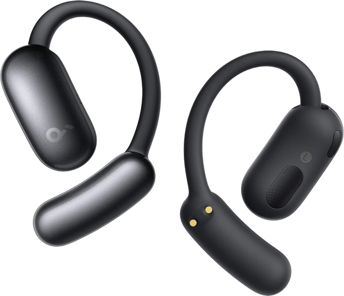 Soundcore - by Anker AeroFit 2 A.I. Assistant Open-Ear Bluetooth Headphones with Real-Time Translation and Adjustable Ear Hooks - Obsidian Black