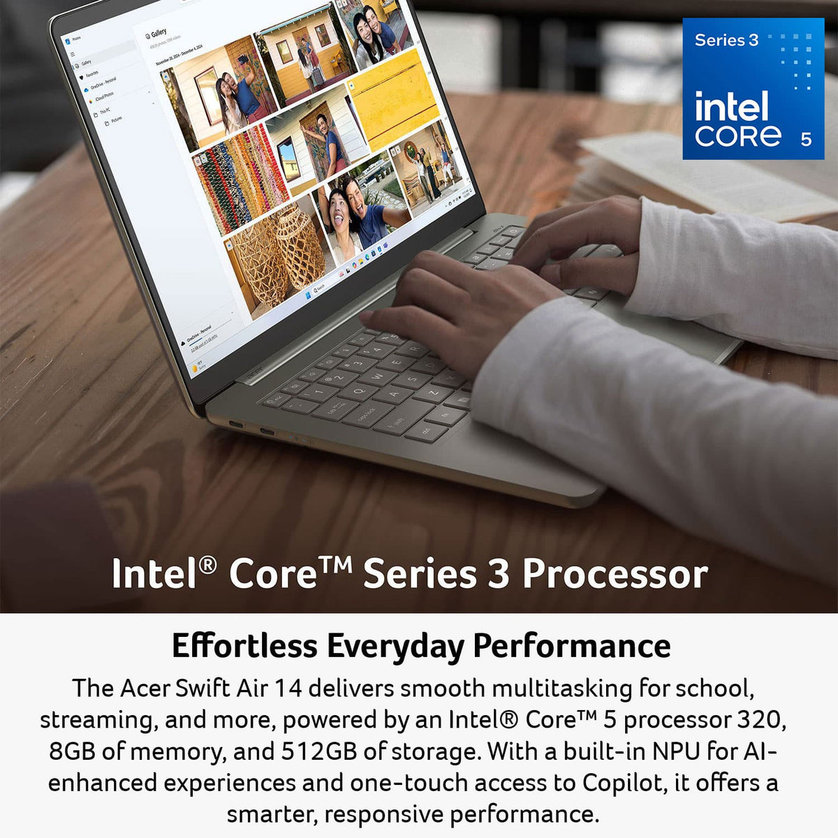 Acer - Swift Air 14 - 14" 2k LCD Laptop - Intel Core 5 Series 3 2026 - 8GB Memory – 512GB Storage - Sage