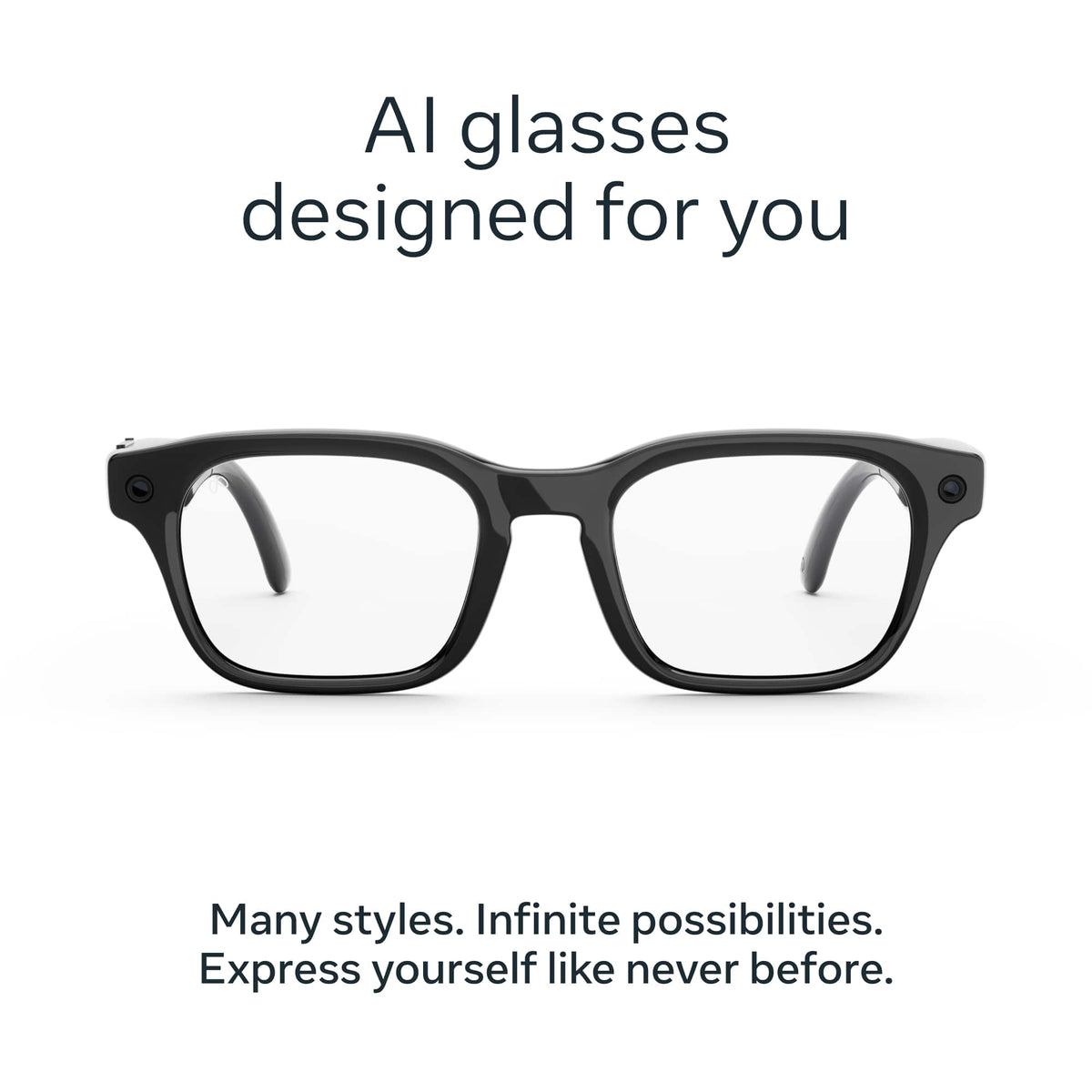 Meta - Adventurer - AI Glasses -Smart Features like 12MP Camera, Live Translate- 8+ Hour Battery - Range of Sizes- Clear Lenses - Classic Black