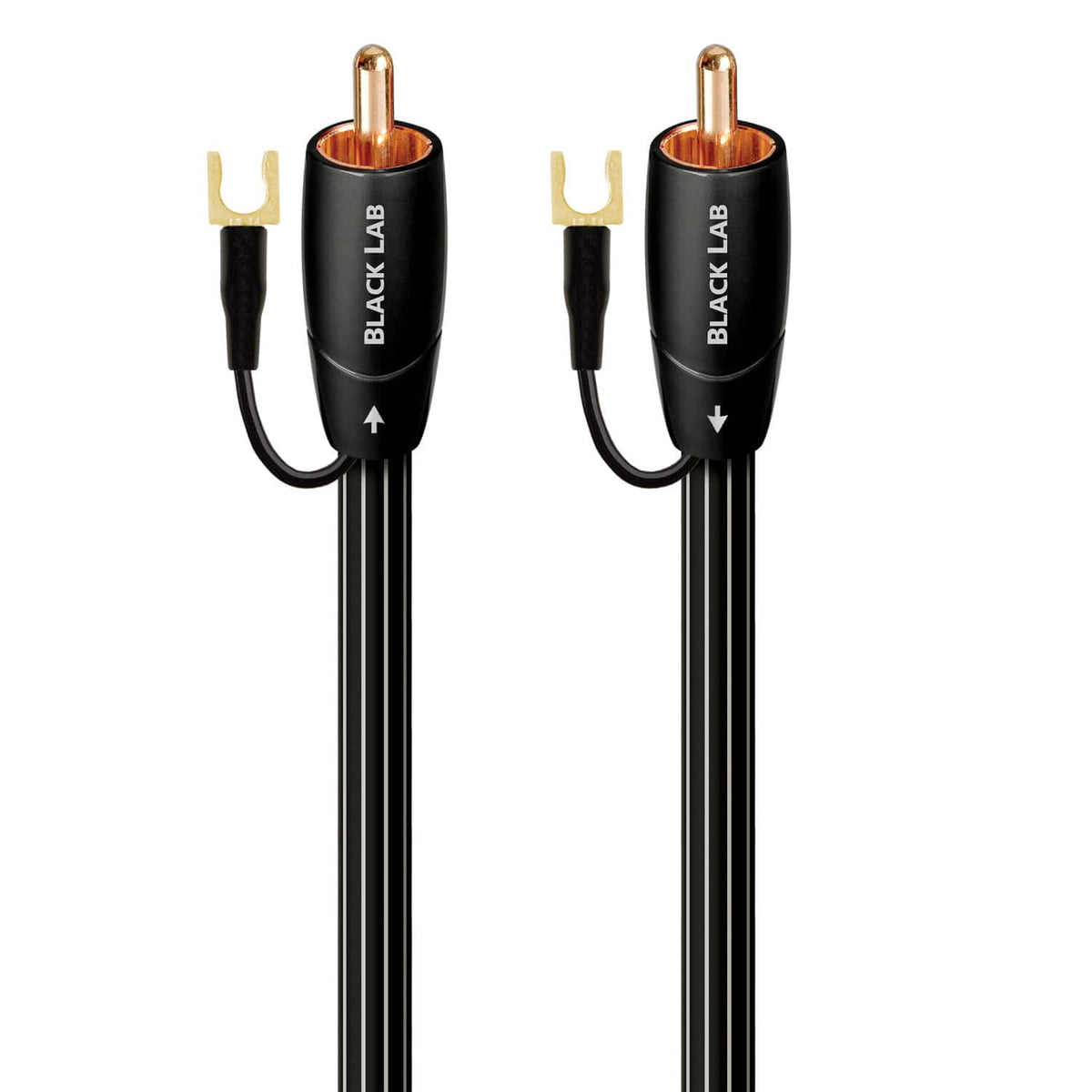 AudioQuest - Black Lab RCA 16.5' Analog Low-Frequency Subwoofer Audio Interconnect with RCA to RCA Connectors - Black with White Stripes