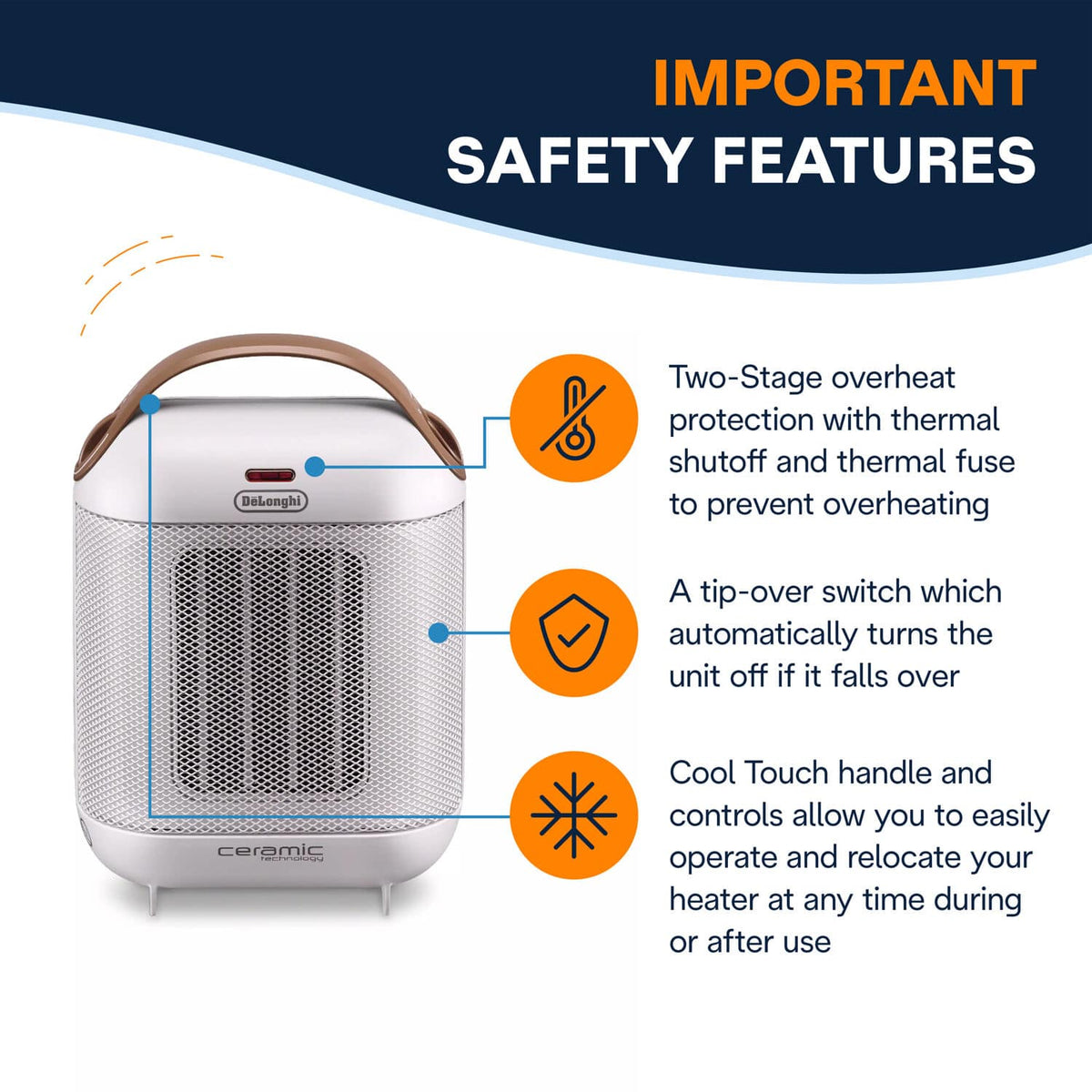 De'Longhi - Capsule 1500W Compact Ceramic Heater - White
