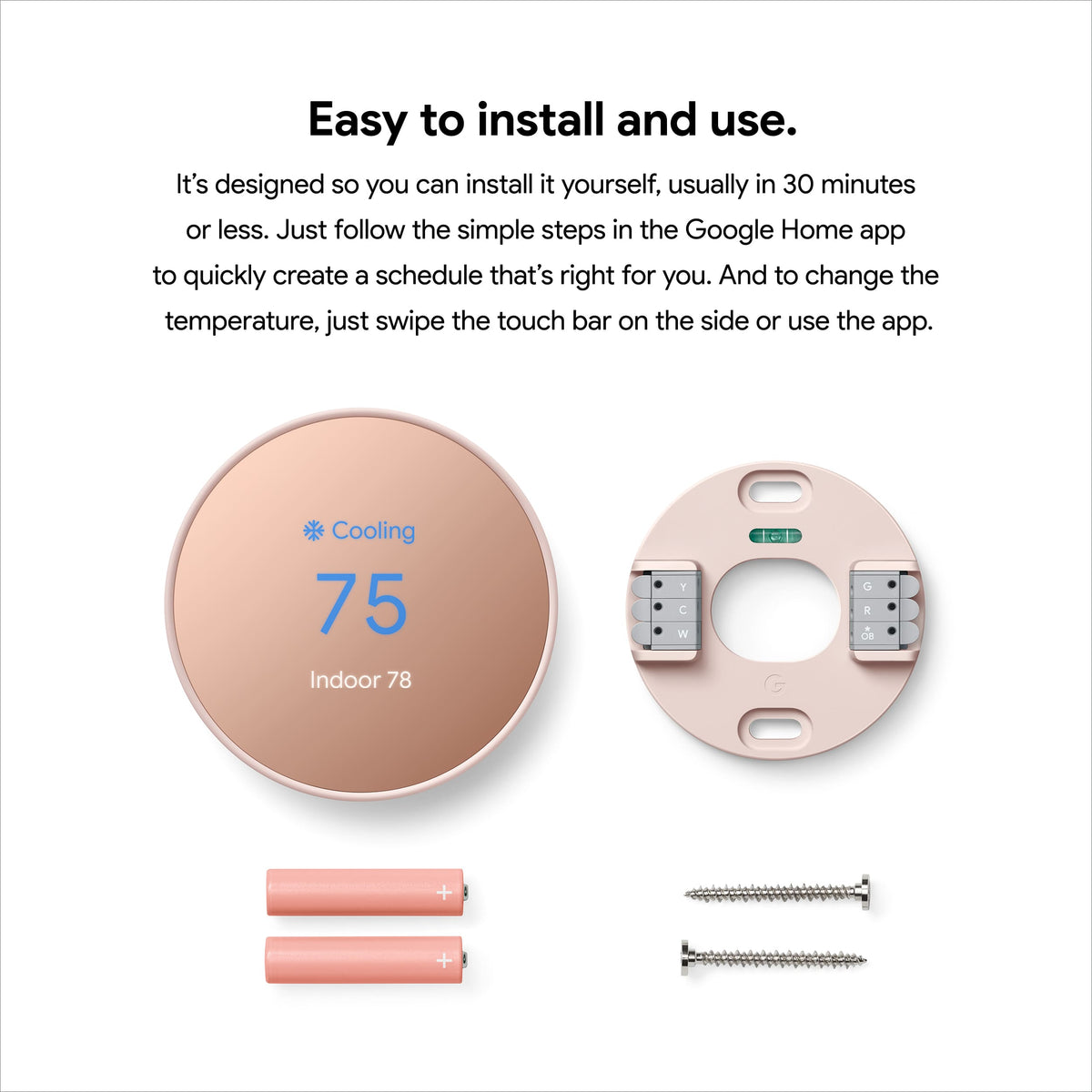 Google - Nest Thermostat - Programmable Wi-Fi Smart Thermostat - Sand