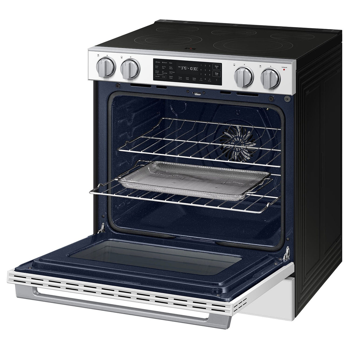 Samsung - 30 in. Wide 4 Burner 6.3 cu. ft. Bespoke Smart Slide-In Electric Range with No Preheat Air Fry Max and True Convection - Fingerprint Resistant White