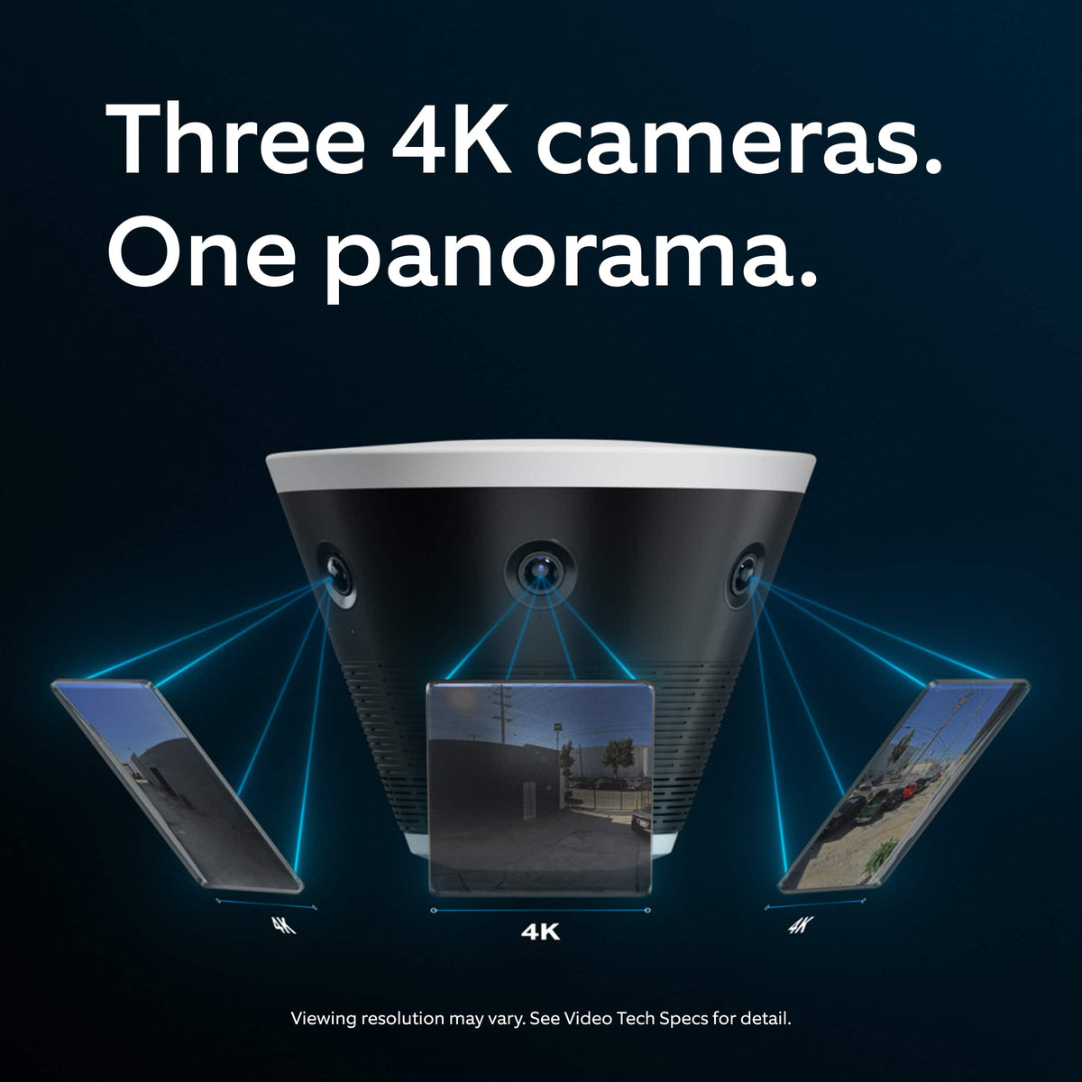 Ring - Elite 180 — Three Retinal 4K Smart Cameras, 180° View, Built for Business, Panorama Control, Plug-In and PoE - Black