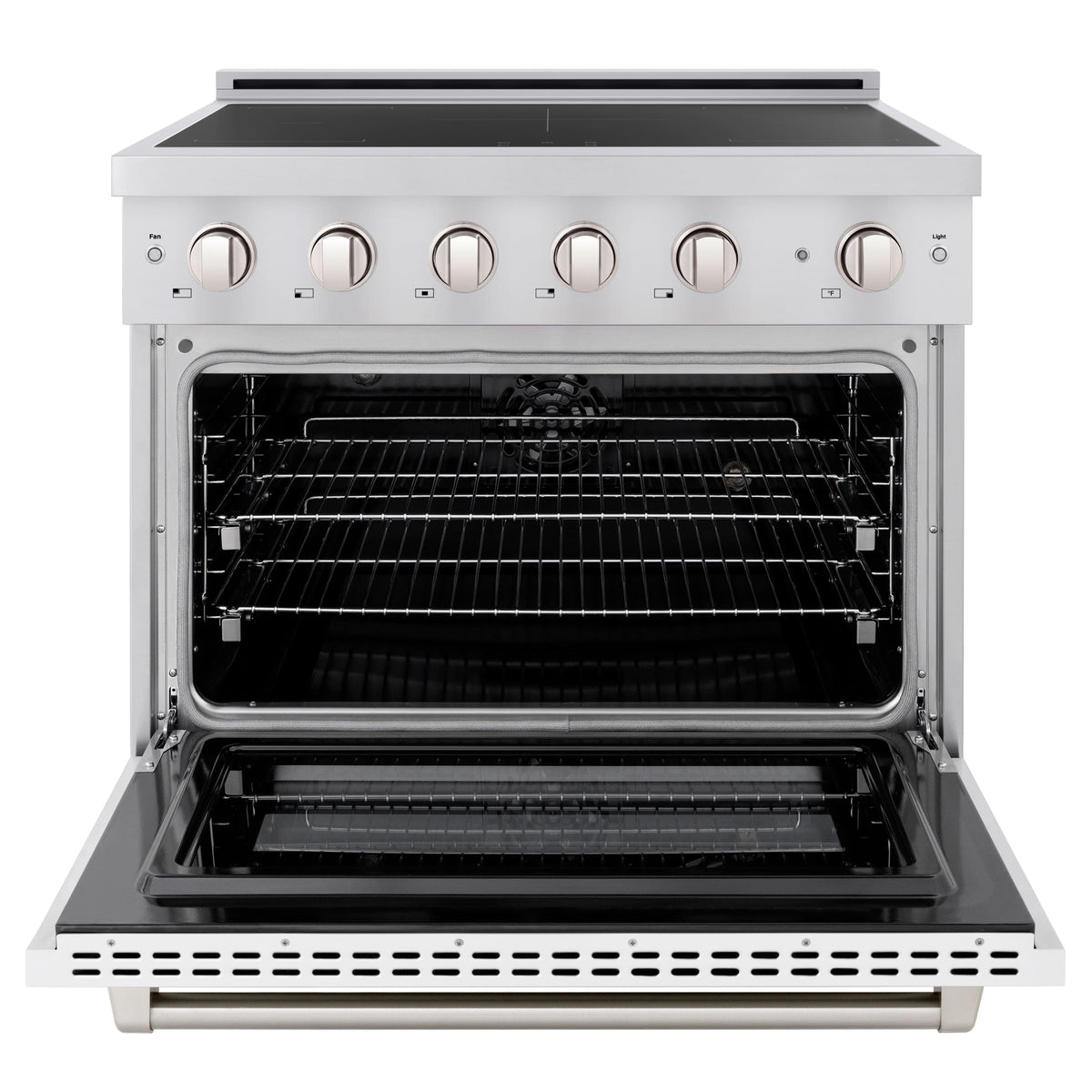 ZLINE - 36 in. Wide 5 Elements 5.2 cu. ft. Paramount Freestanding Induction Range with Electric Oven with White Matte Door - Matte White