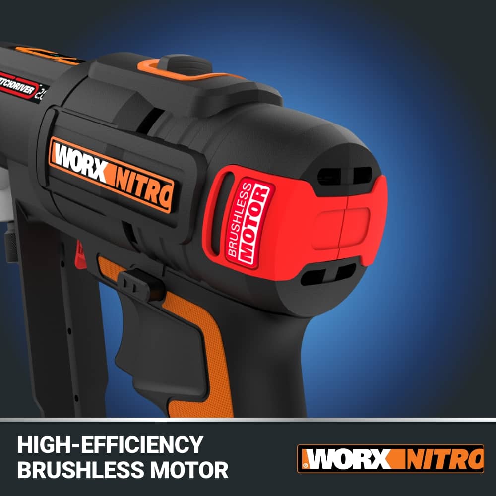 WORX - Nitro 20V SwitchDriver 2-in-1 Brushless Cordless Drill/Driver - Rotatable Dual 1/4" Chucks (Battery & Charger Included) - Black