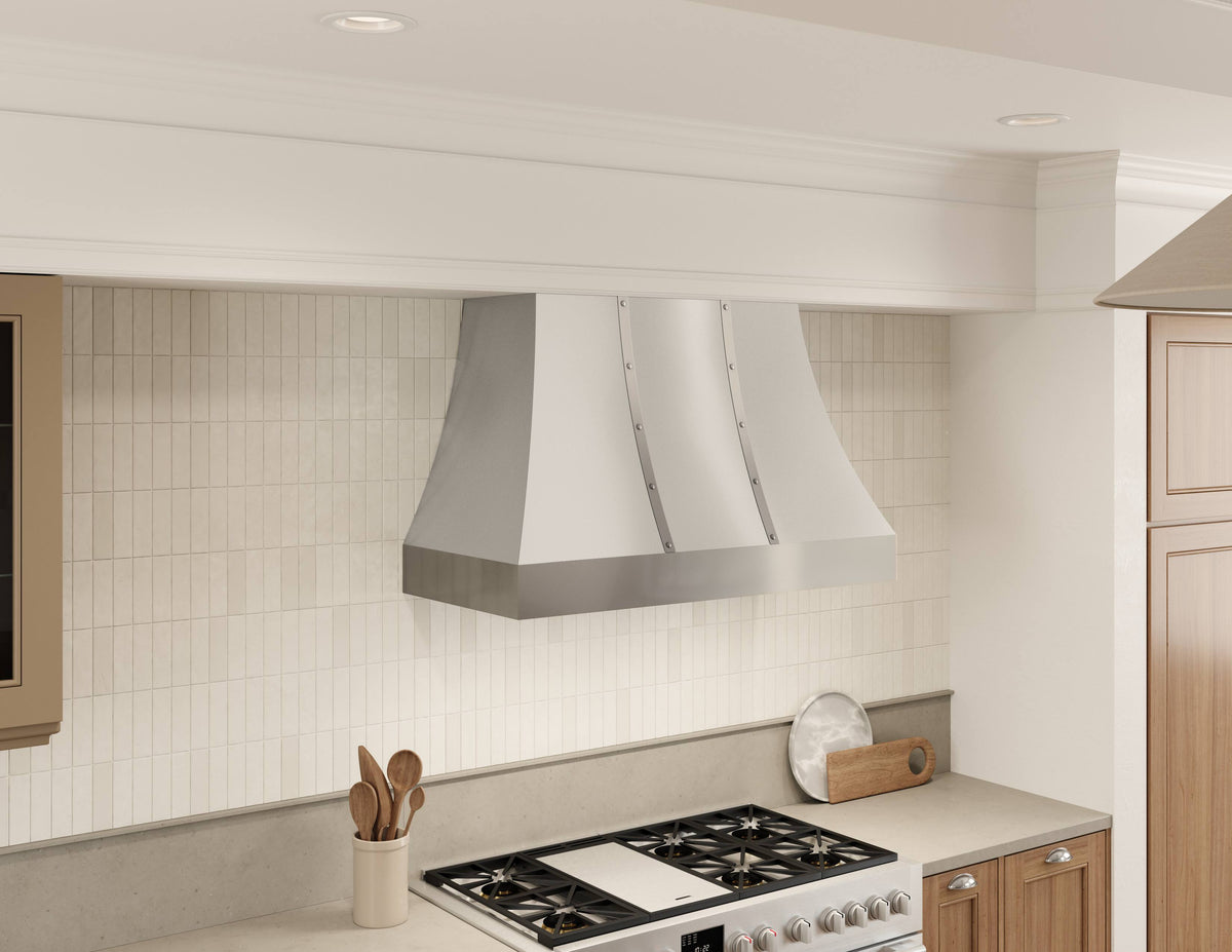 Zephyr - 48 inches - Externally Vented & Externally Vented - Shell Range Hood - Stainless Steel