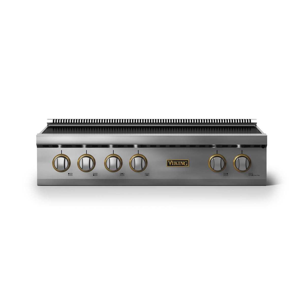 Viking - 36 in. Wide 6 Element Electric Induction Rangetop - w/Brushed Brass - Stainless Steel