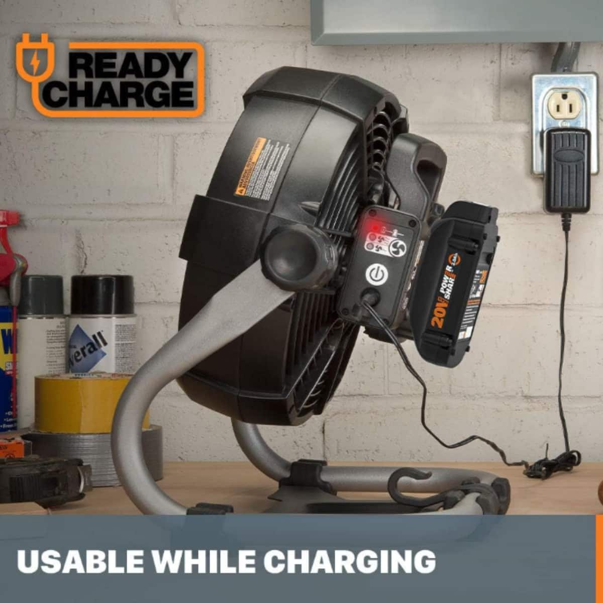 WORX - WX095L.9 20V Power Share Cordless Work Fan-Tool Only - Black