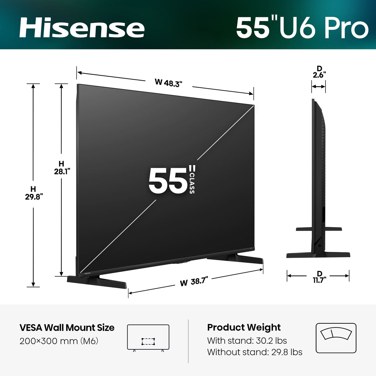 Hisense - 55" Class U6 Pro MiniLED Series QLED 4K UHD Smart Fire TV (2026)