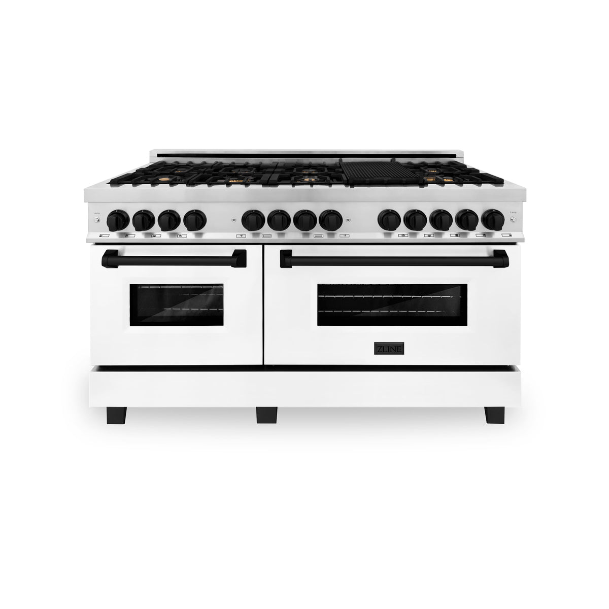 ZLINE - 60 in. Wide 8 Burner Autograph Legacy Dual Fuel Freestanding Range & White & Black Accents - Multicolor