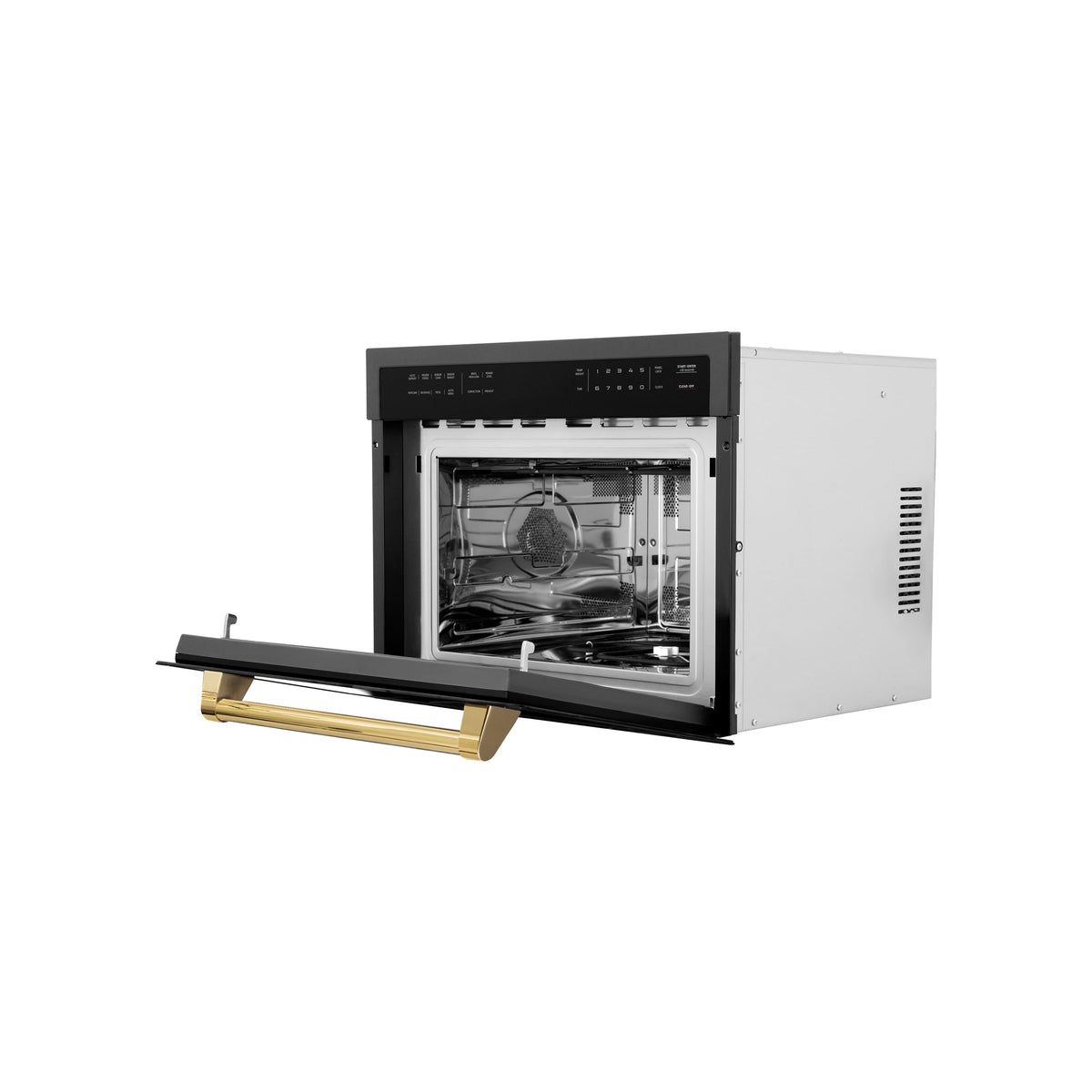 ZLINE - Autograph Edition 24" 1.6 cu ft. Built-in Convection Microwave Oven in Black and Polished Gold Accents - Stainless Steel