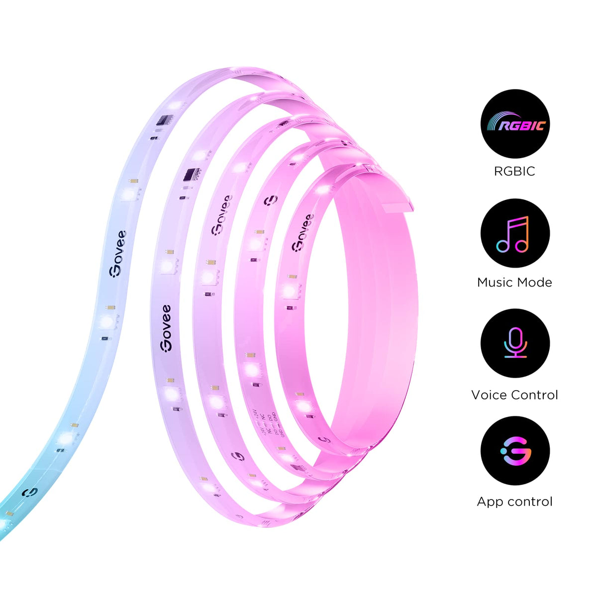 Govee - 49.2ft Wi-Fi RGBICW LED Strip Light - Multi