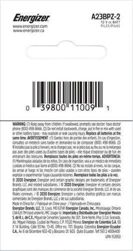 Energizer - A23 Batteries (2 Pack), Miniature Alkaline Small Batteries