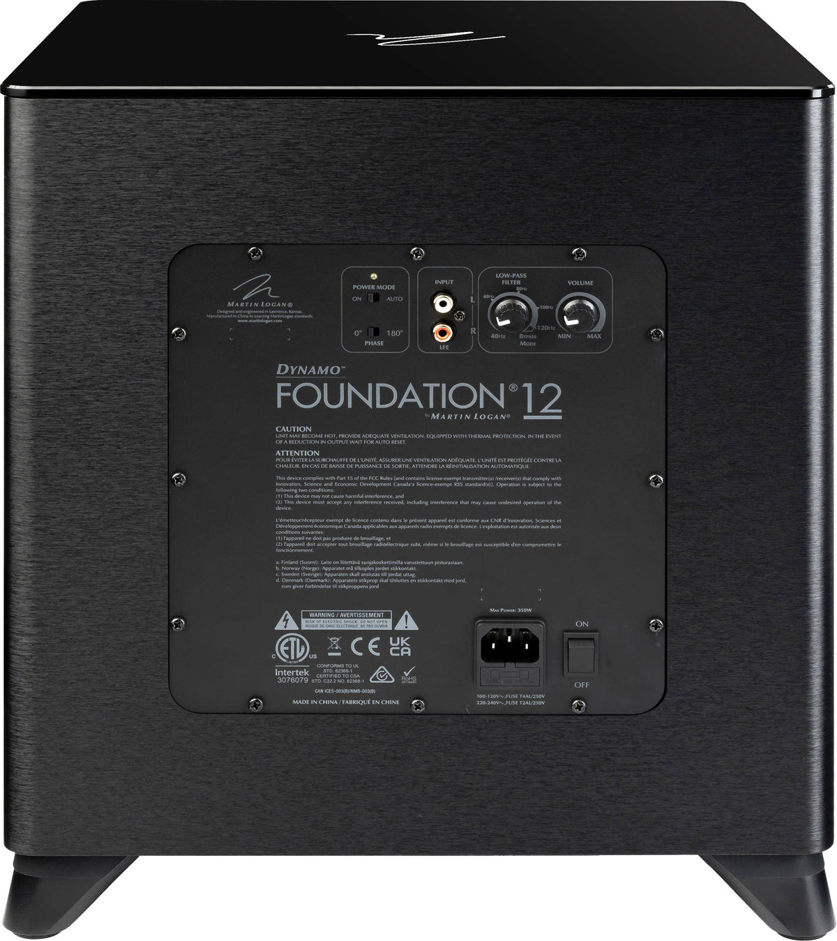MartinLogan - Dynamo Foundation 12, 12” Sealed, Powered Subwoofer, with Magnitude MT-700 Amplifier, DSP-Optimized, and Wireless Ready - Brushed Black