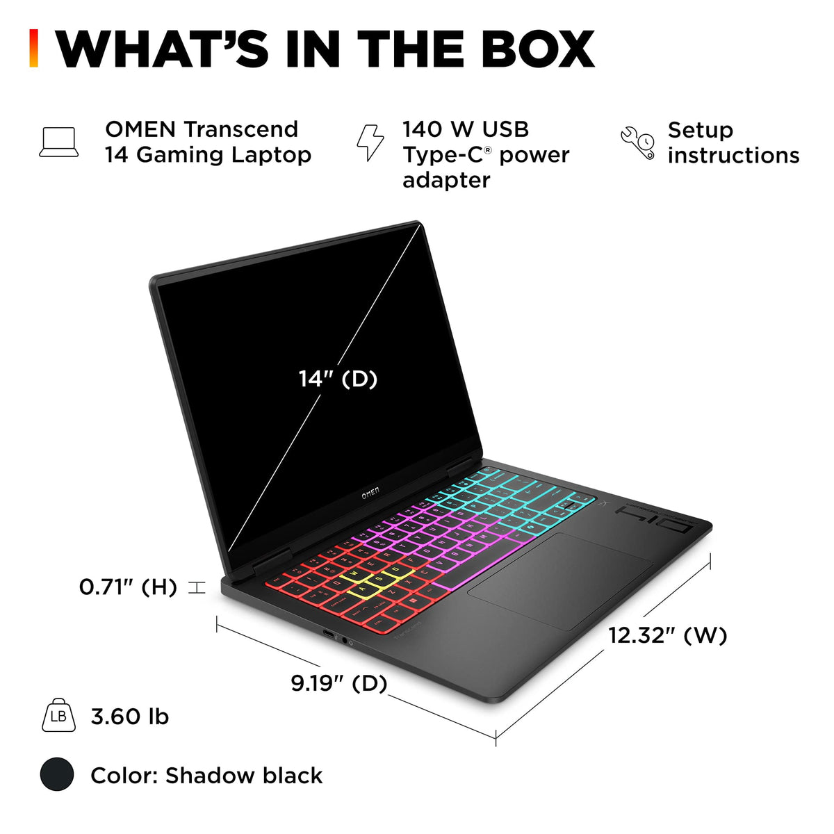 HP OMEN - Transcend 14" 120Hz 3K OLED Gaming Laptop - Intel Core Ultra 7 (2025) - 16GB Memory - NVIDIA GeForce RTX 5060 - 1TB SSD - Shadow Black