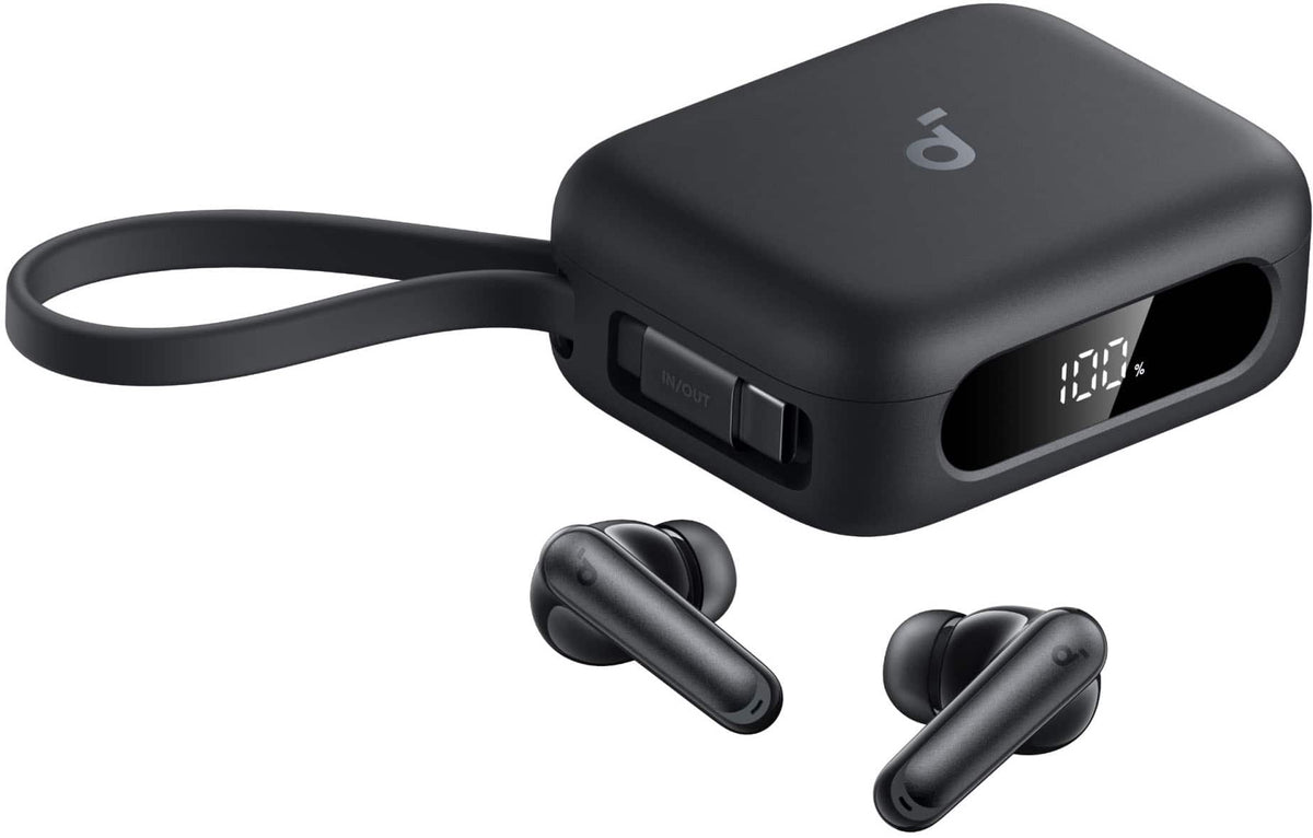 Soundcore - by Anker P41i Bluetooth Wireless In Ear Earbuds with Portable USB-C 3,000mAh Phone Charger (With Lightning Adapter) - Black