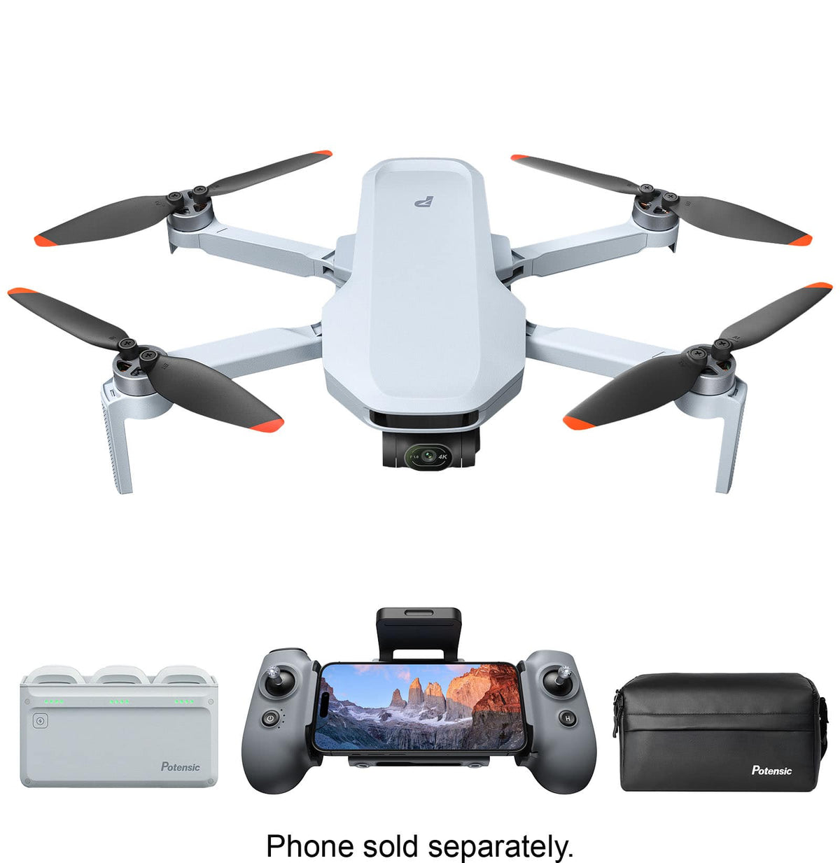 Potensic - ATOM 2 Fly More Combo Drone with Remote Controller - Gray