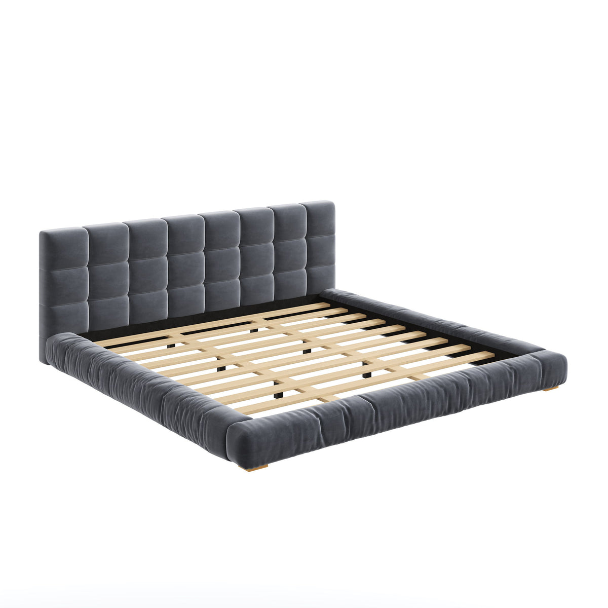 Base de cama tapizada con cabecero capitoné