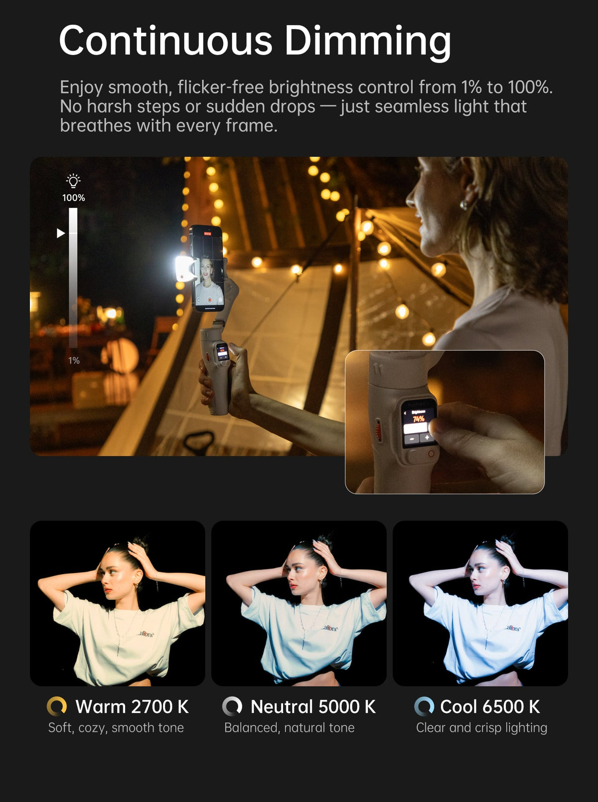 Hohem - iSteady V3 Ultra 3-Axis Gimbal Stabilizer for Smartphone w/ AI Tracking, Detachable Touch Remote, Tripod, & Light - Black