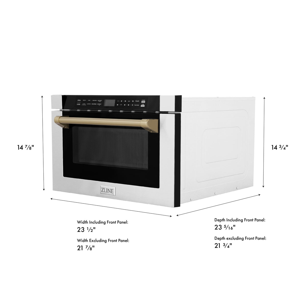 ZLINE - Autograph Edition 24 in. 1.2 cu. ft. Built-in Microwave Drawer - Stainless Steel and Champagne Bronze Accents