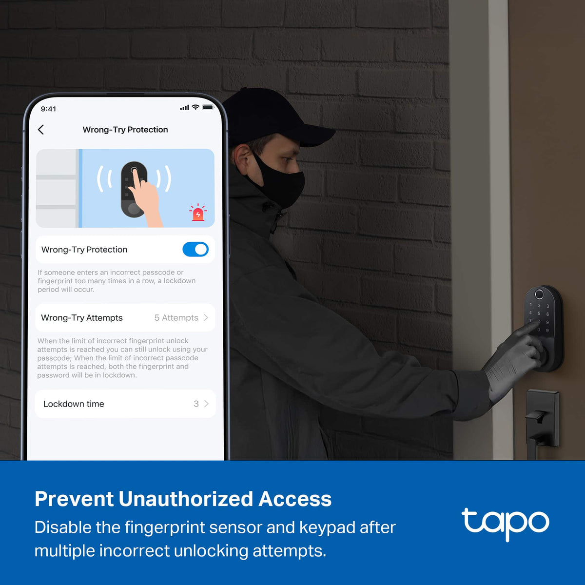 TP-Link - Tapo DL110 Smart Wi-Fi Deadbolt Lock - Lock/Unlock using Keypad, App, or Fingerprint Recognition - Replaces Most Locks - Black