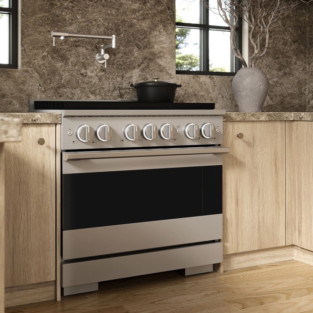 ZLINE - 36 in. 5.2 cu. ft. Marino Freestanding Dual Fuel Range with 6 DuoPro Burners and Convection Oven in Stainless Steel - Stainless Steel
