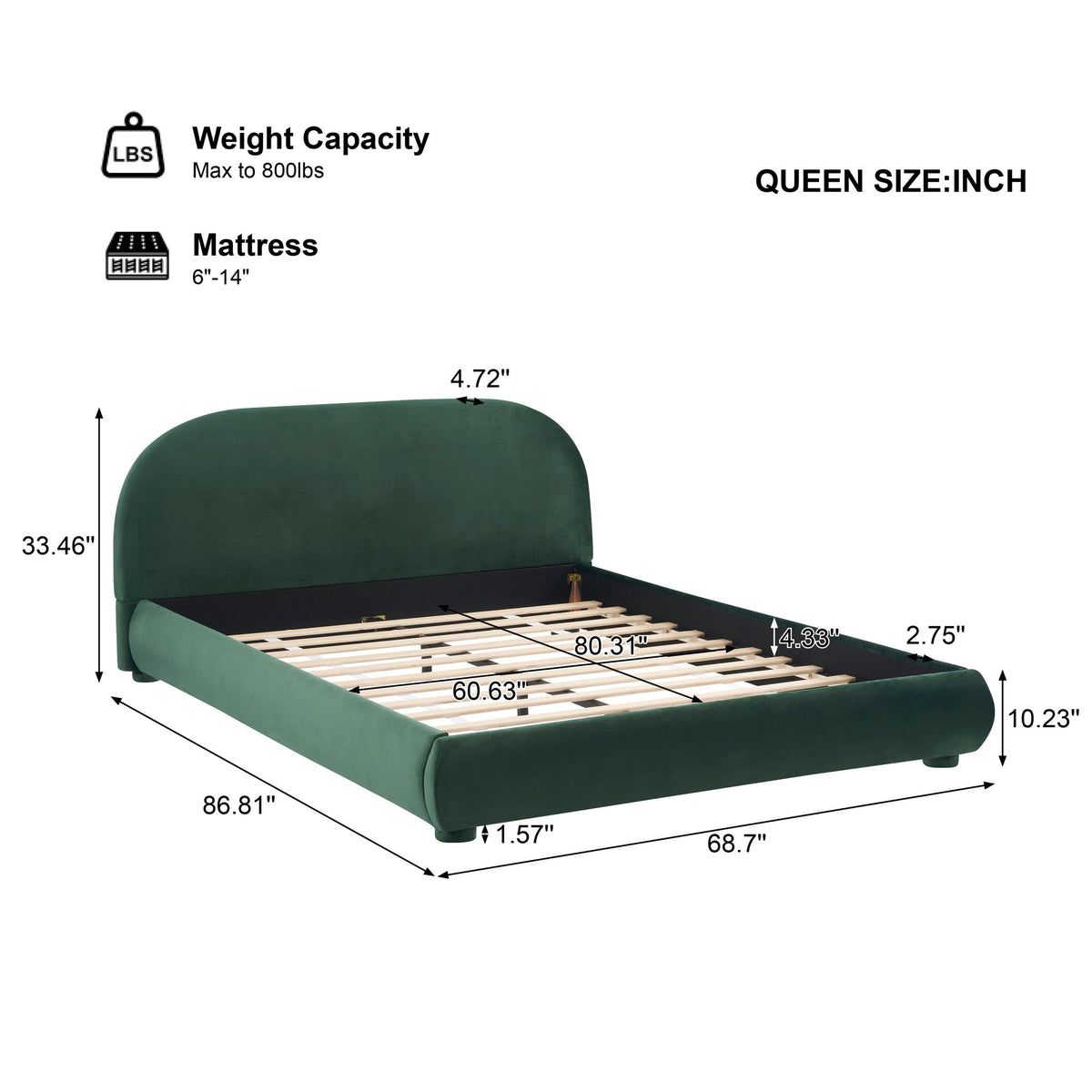 Cama doble tapizada de dormitorio moderna sencilla
