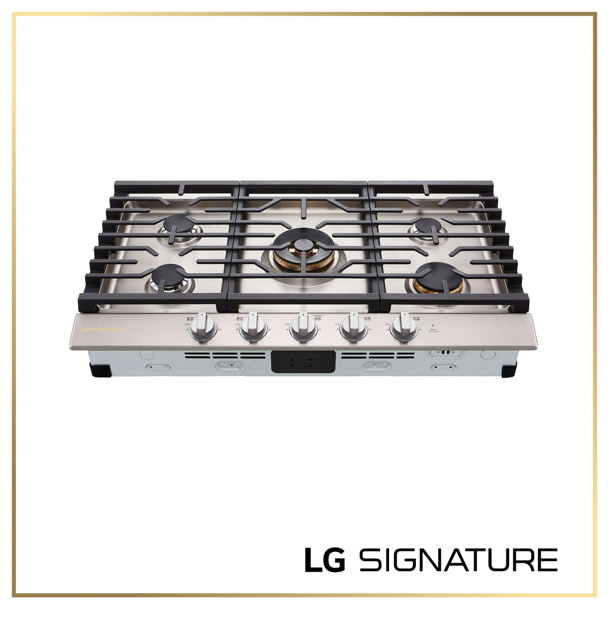 LG - SIGNATURE 36-in Wide Built-In Smart Gas Cooktop with 5 Burners, 24K BTU UltraHeat Dual Burner and LED Illuminated Knobs - Stainless Steel