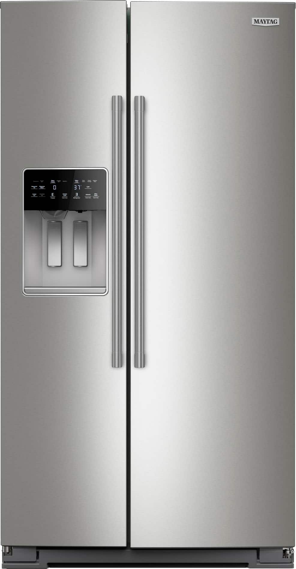 Maytag - 36 in. Wide 21 cu. ft. Counter-Depth Side-by-Side Refrigerator with Arctic Blue Interior - Fingerprint-Resistant Stainless Finish