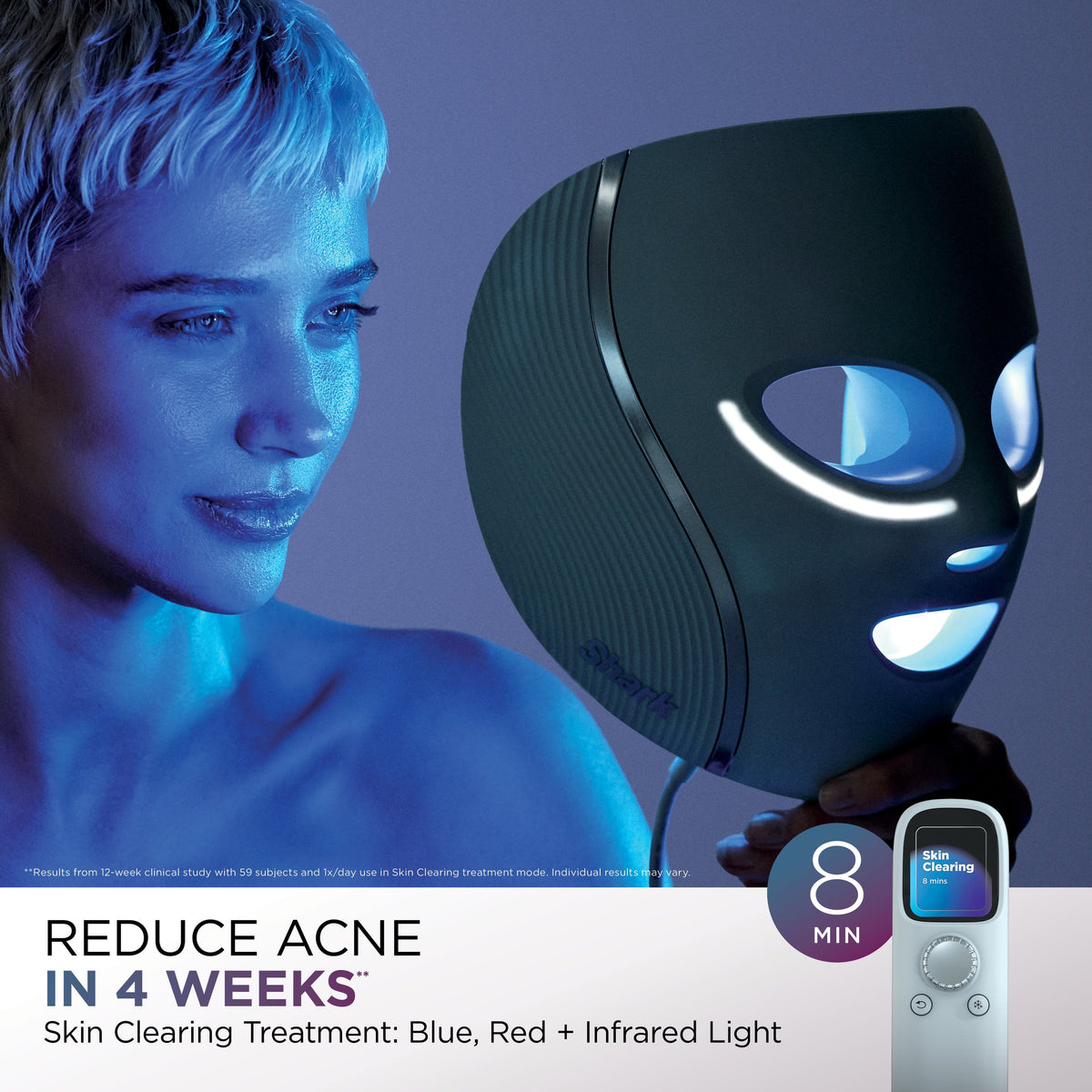 Shark - CryoGlow Under- Eye Cooling + LED Anti-Aging & Skin Clearing Face Mask - Blue Frost