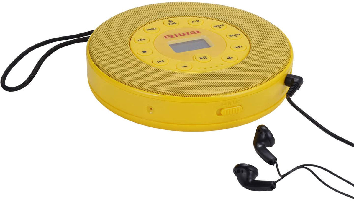 Aiwa - Flashback Wireless Kit Retro CD Player & Wireless Headphones - Yellow