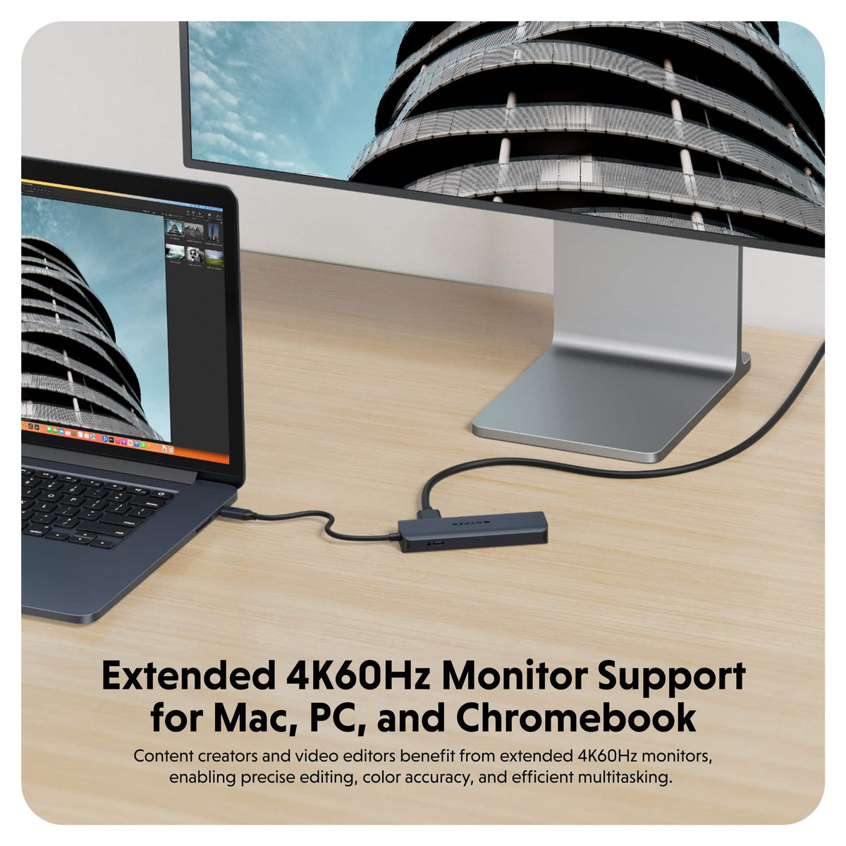 Hyper - HyperDrive Next​ 6 Port USB-C Hub, 4K HDMI, 1 USB-C, 2 USB-A, travel dock for MacBook and Windows PC - Midnight Blue