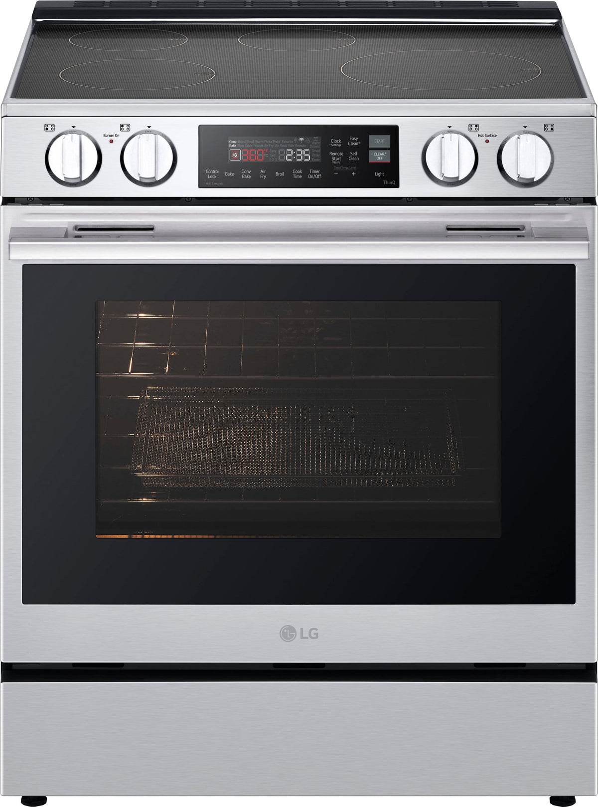 LG - 30-in 6.3 Cu. Ft. Slide-in Elec Induction True Convect Smart Range w/4 Elements, WideView Window and Flex Control Knobs - Stainless Steel