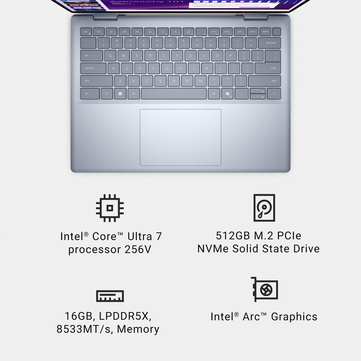 Dell - Plus 14" 2K 2-in-1 Laptop - Intel Core Ultra 7 Series 2 256V 2026 - 16GB Memory - 512GB Storage - Copilot+ PC - Ice Blue