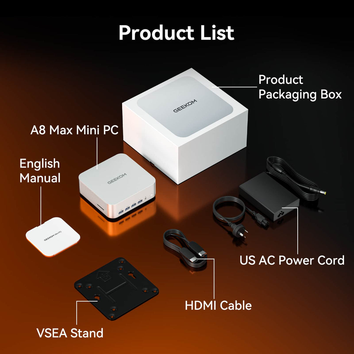 GEEKOM - A8 Max Mini PC AMD Ryzen 7 8745HS 16GB DDR5 1TB SSD Storage Dual LAN, Radeon 780M Mini PC Windows 11 Pro/USB4/8K - Silver