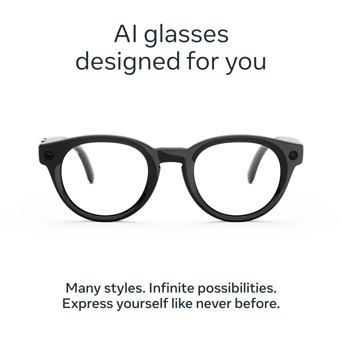 Meta - Glasses, Nova Small, Smart Frame, AI Glasses with Camera - Clear Lenses - Classic Black