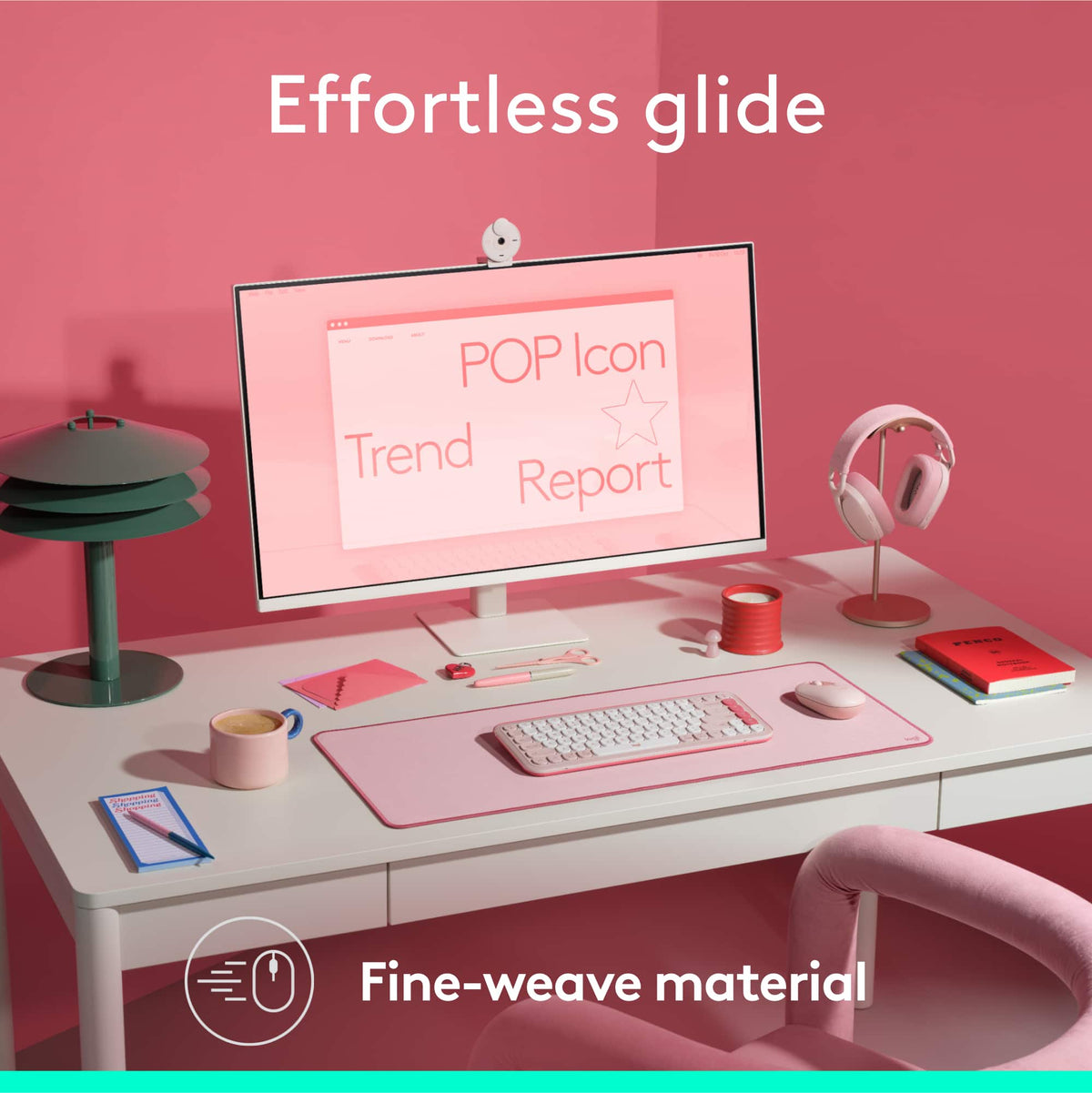 Logitech - Desk Mat Studio Series Extended Mouse Pad with Spill-resistant Durable Design (Large) - Darker Rose