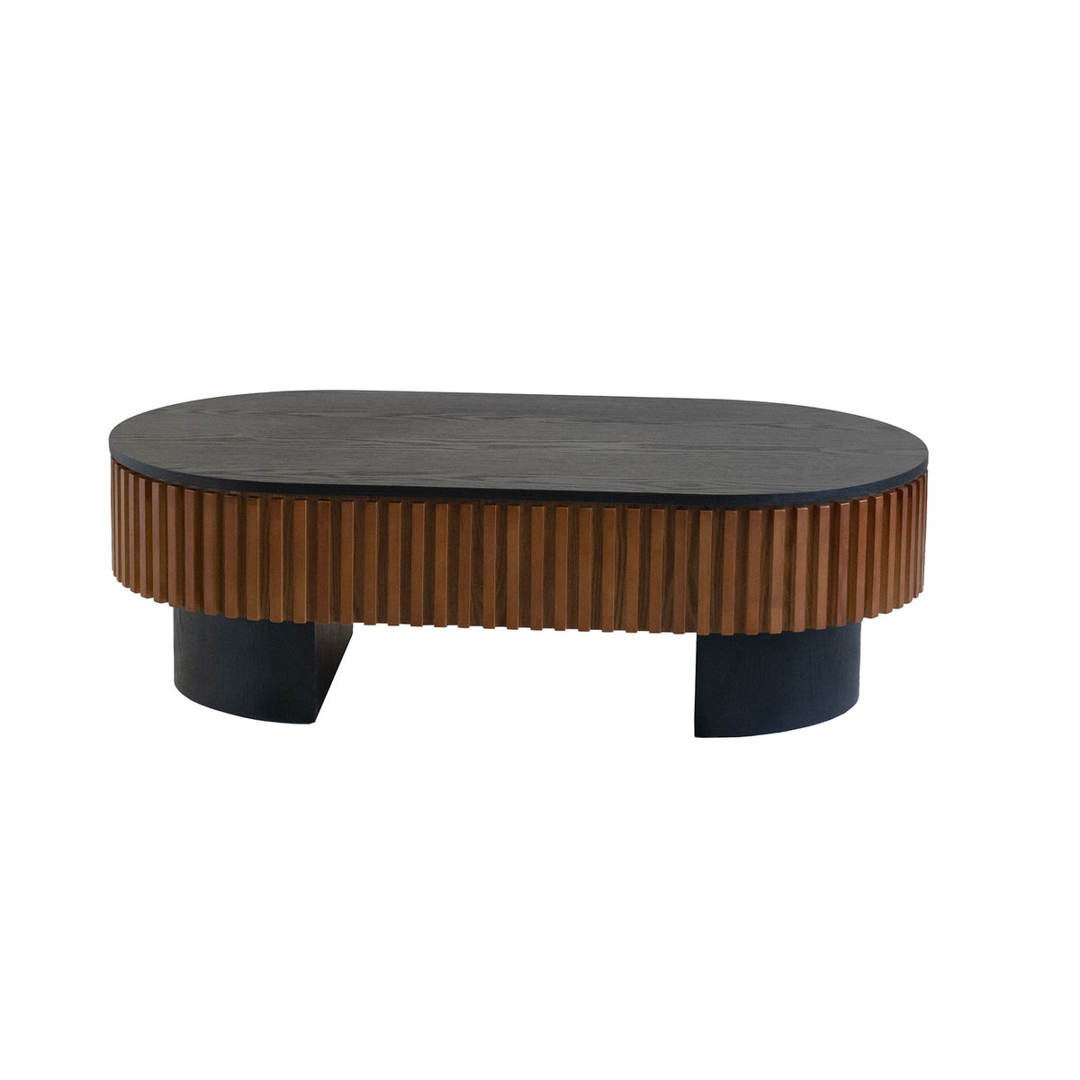 Elliptical Living Room Coffee Table With Hidden Storage And Removable Tabletop