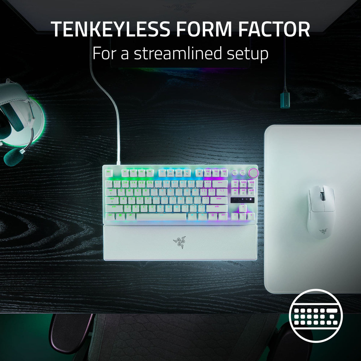 Razer - Huntsman V3 Pro TKL Wired Analog Optical Linear Switch Gaming Keyboard with Snap Tap - White