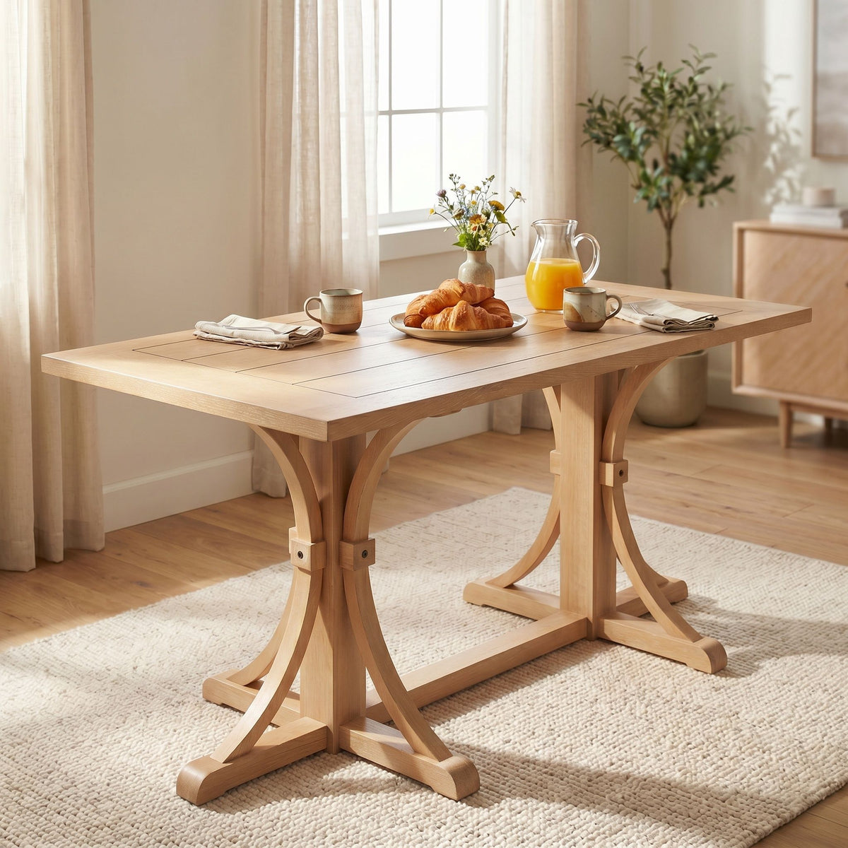 Mesa de comedor con base de caballete
