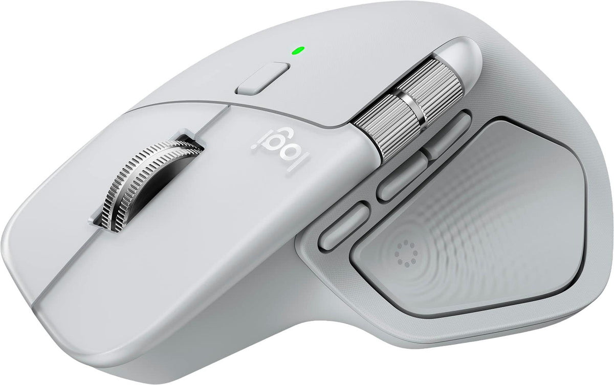 Logitech - MX Master 4 for Mac - Wireless Laser Ergonomic Mouse with Advanced Performance Haptic Feedback - Wireless - White Silver