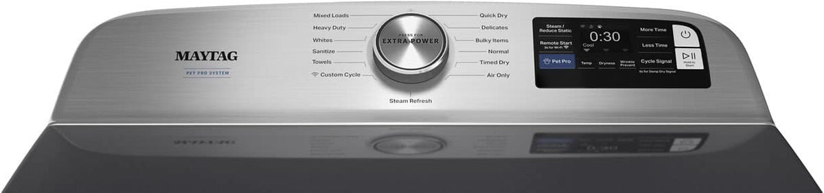 Maytag - 7.4 Cu. Ft. Pet Pro Top Load Electric Dryer with Extra Power and Sanitize Cycle - Midnight Steel