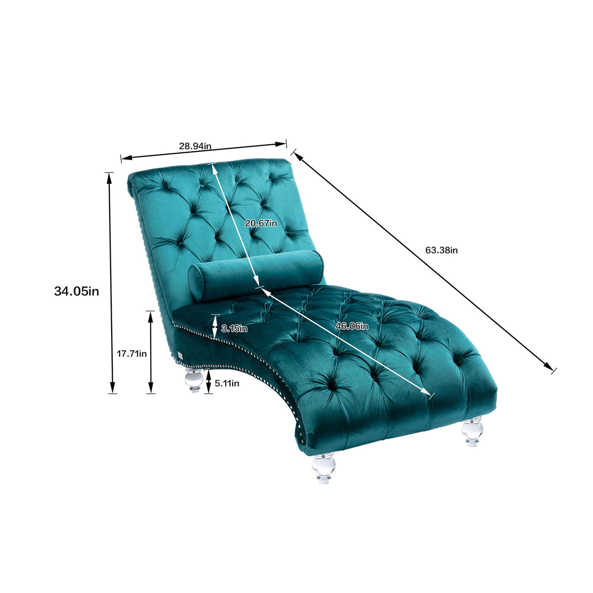 Chaise Lounge Indoor, Button Tufted Upholstered Chaise Lounge Chair With Pillow