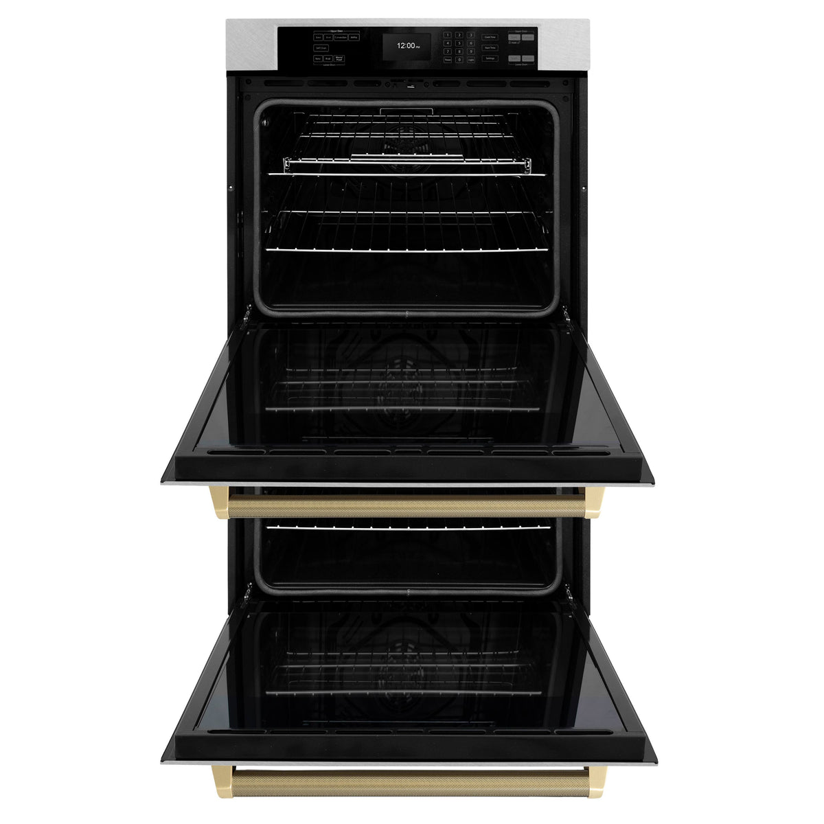 ZLINE - Autograph 30 in. True Convection Double Wall Oven in Satin Steel with Bronze Helix Handles (WADSZ-30-KCB) - Satin Stainless Steel