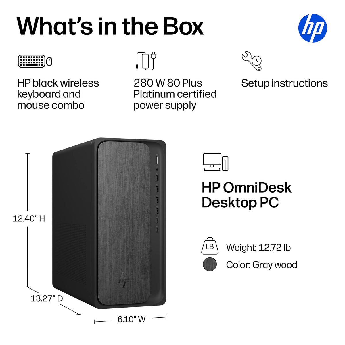 HP - OmniDesk Desktop - AMD Ryzen 5 8500G - 8GB DDR5 Memory - 512GB SSD - Gray Wood
